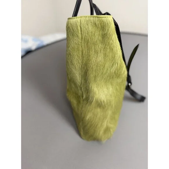 Dries Van Noten Haircalf Tote Chartreuse Green Leather Handle Rare Made Italy - Picture 10 of 17